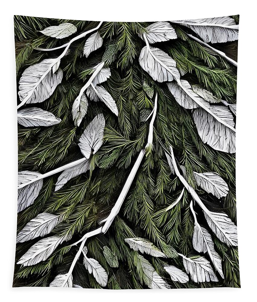 Fir Tree Tapestry featuring the mixed media Forest Flora by Bonnie Bruno