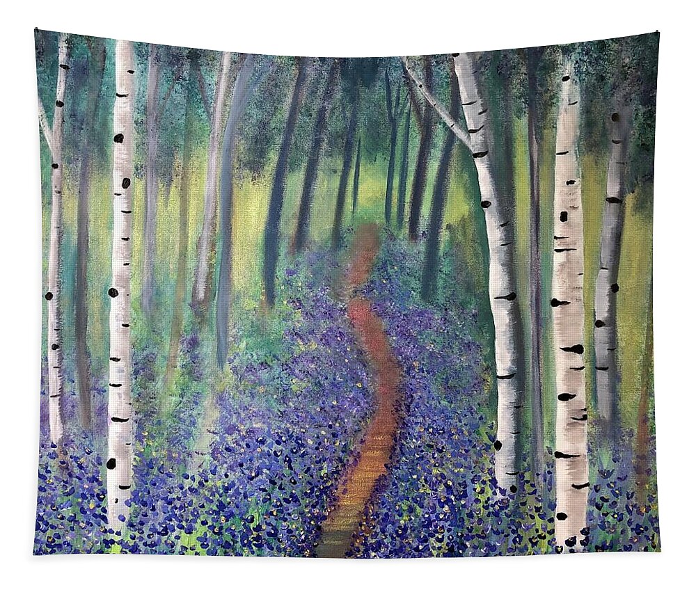 Birch Tapestry featuring the painting Forest of Hope by Stacey Zimmerman