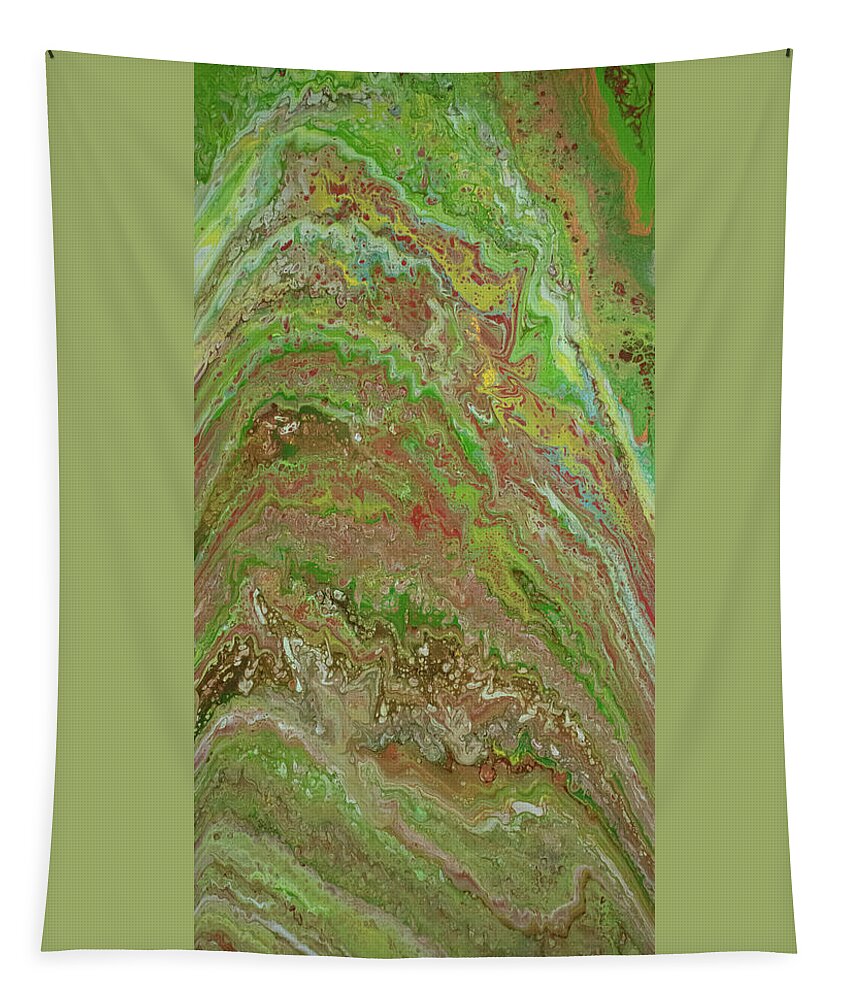 Green Tapestry featuring the mixed media Forest Pour by Aimee Bruno