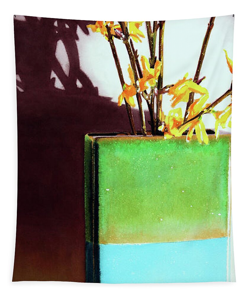 Forsythia Tapestry featuring the painting Forsythia Study by Denny Bond