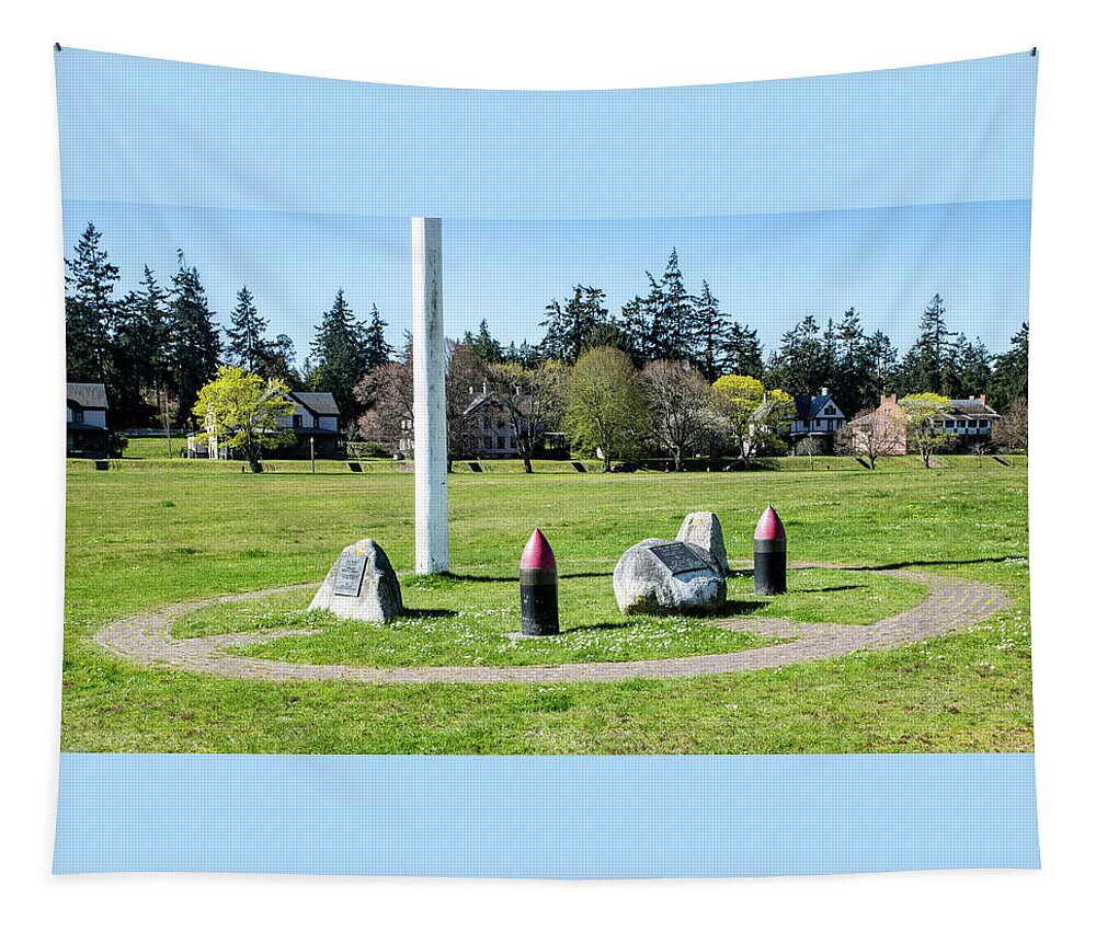 Fort Worden Flagpole Tapestry featuring the photograph Fort Worden Flagpole by Tom Cochran