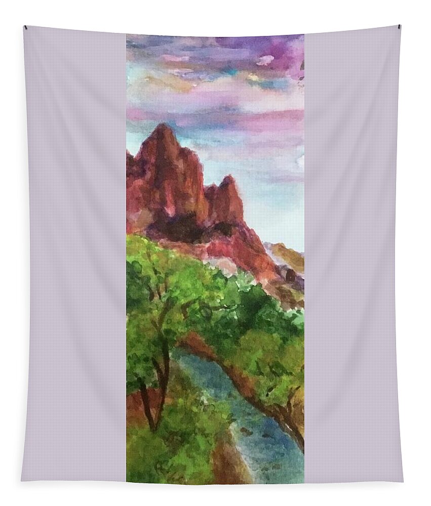 Utah Tapestry featuring the painting Fortress of Zion by Cheryl Wallace