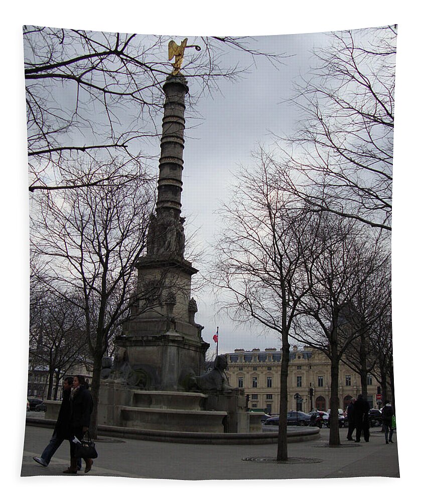 Paris Tapestry featuring the photograph Fountain Monument in Paris by Roxy Rich