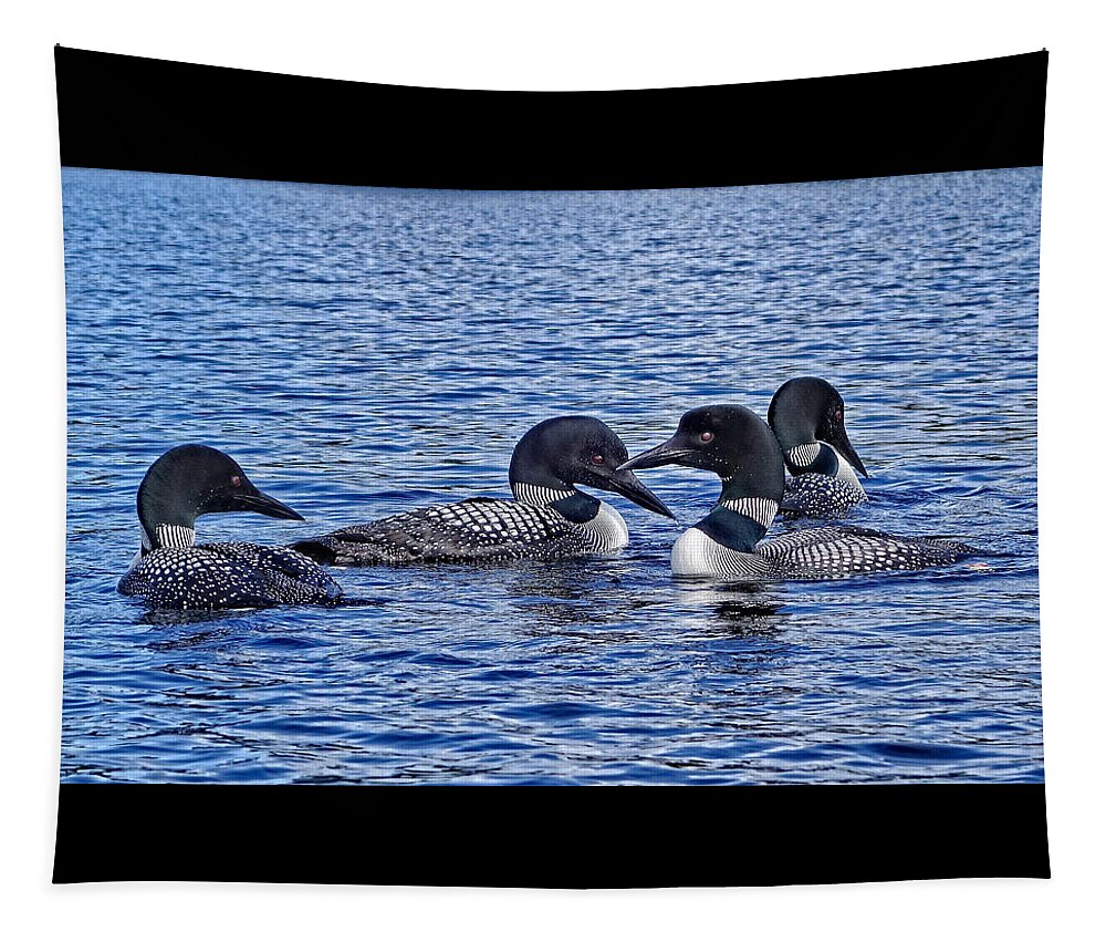 Kayak Tapestry featuring the photograph Four Loons on a Lake by Russel Considine