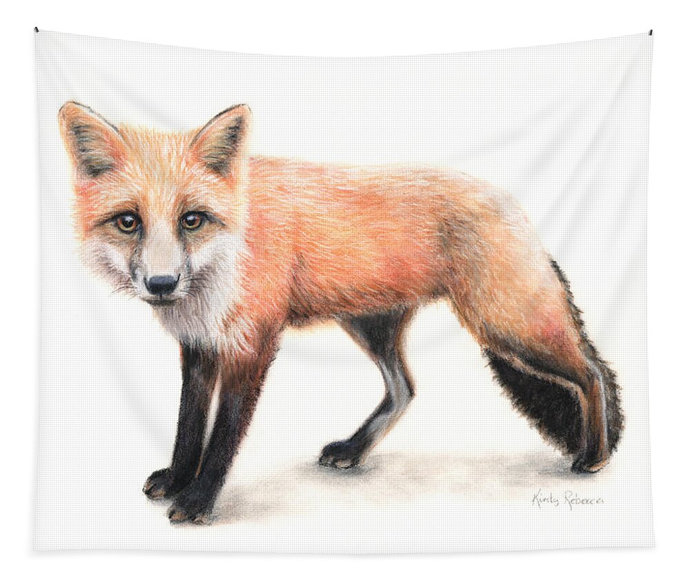 Fox Tapestry featuring the drawing Fox #1 by Kirsty Rebecca