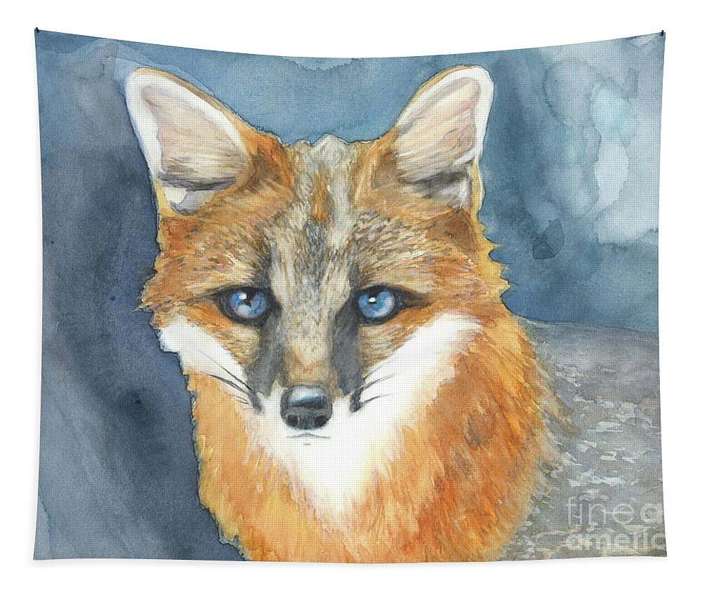 Fox Tapestry featuring the painting Fox by Pamela Schwartz