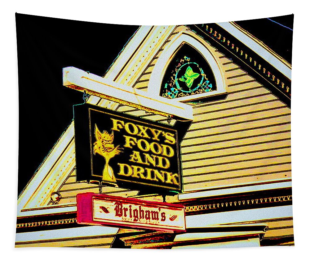 Restaurant Tapestry featuring the digital art Foxy's Food and Drink by Cliff Wilson