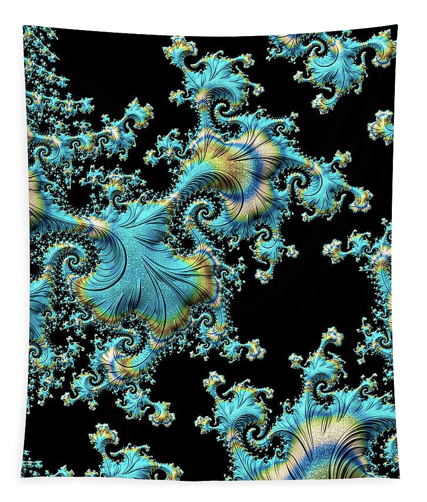 Fractal Filigree Blue Tapestry featuring the digital art Fractal Filigree Blue by Susan Maxwell Schmidt