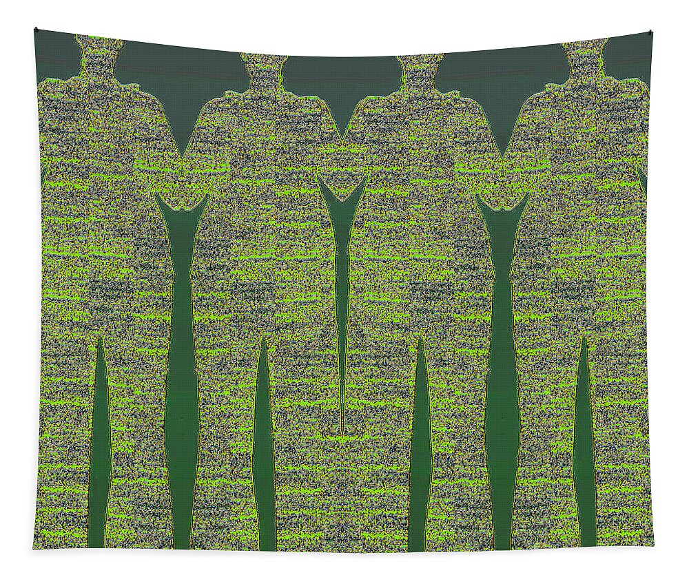 Fractal Tapestry featuring the digital art Fractal Silhuette Green by Alexandra Vusir