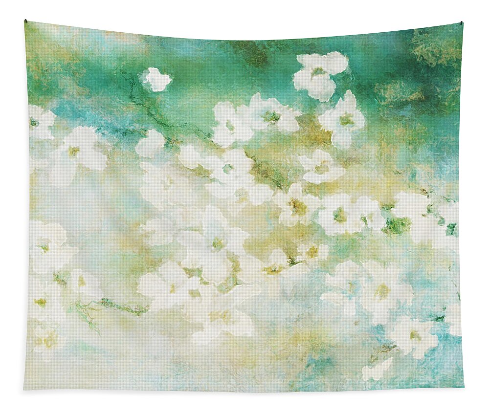 Flower Art Tapestry featuring the painting Fragrant Waters - Abstract Art by Jaison Cianelli