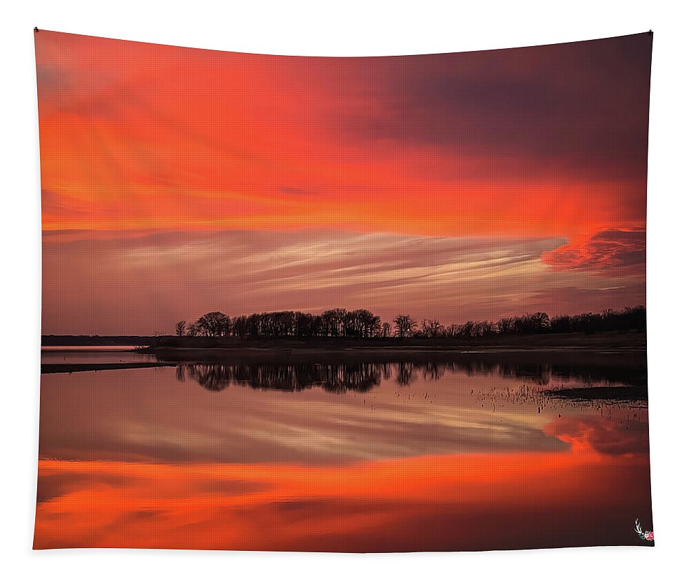 Lake Texoma Tapestry featuring the photograph Framed at Sunset by Pam Rendall