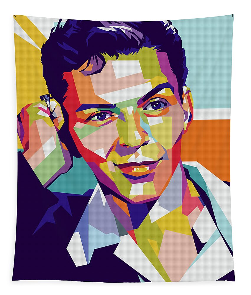 Frank Sinatra Tapestry featuring the digital art Frank Sinatra portrait by Movie World Posters