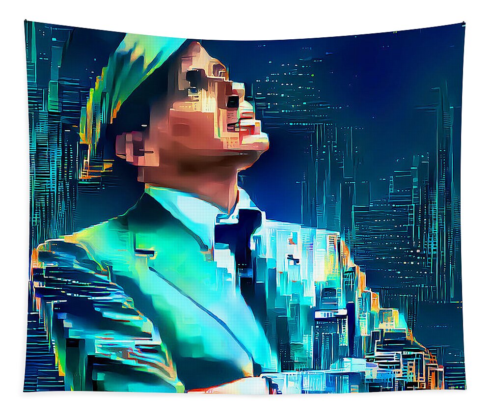 Wingsdomain Tapestry featuring the photograph Frank Sinatra The Big Apple If I Can Make It Here I Will Make It Anywhere New York 20210306 square by Wingsdomain Art and Photography