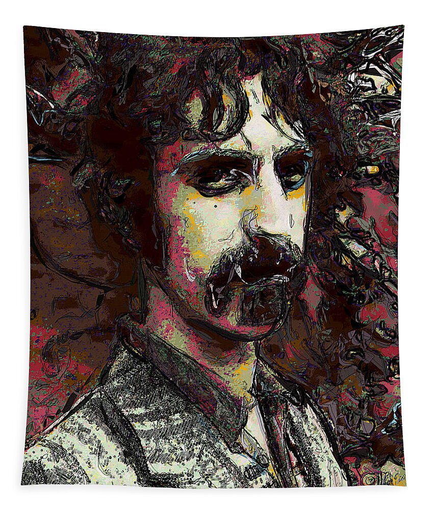 Zappa Tapestry featuring the digital art Frank Zappa by David Lane