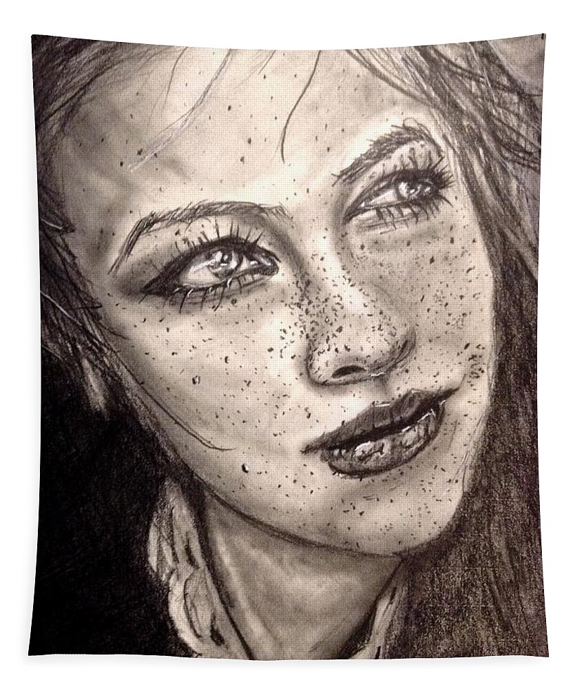 Young Tapestry featuring the drawing Freckles by Bryan Brouwer