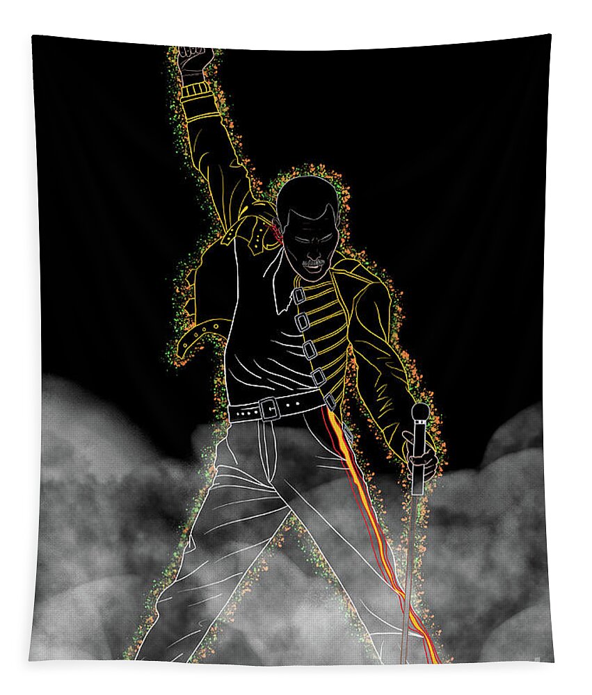 Freddie Mercury Tapestry featuring the digital art Freddie Mercury Smoke by Marisol VB