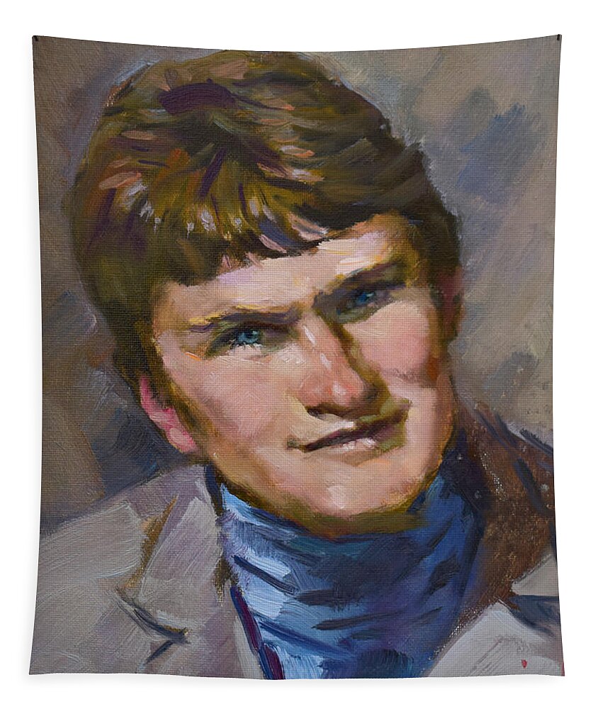 Portrait Tapestry featuring the painting Frederik by Ylli Haruni