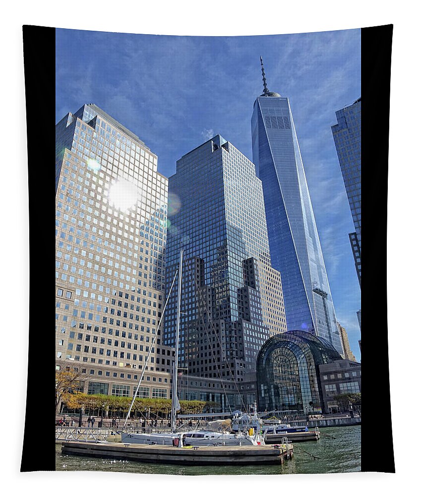 Freedom Tower Tapestry featuring the photograph Freedom Tower and Harbor by Russel Considine