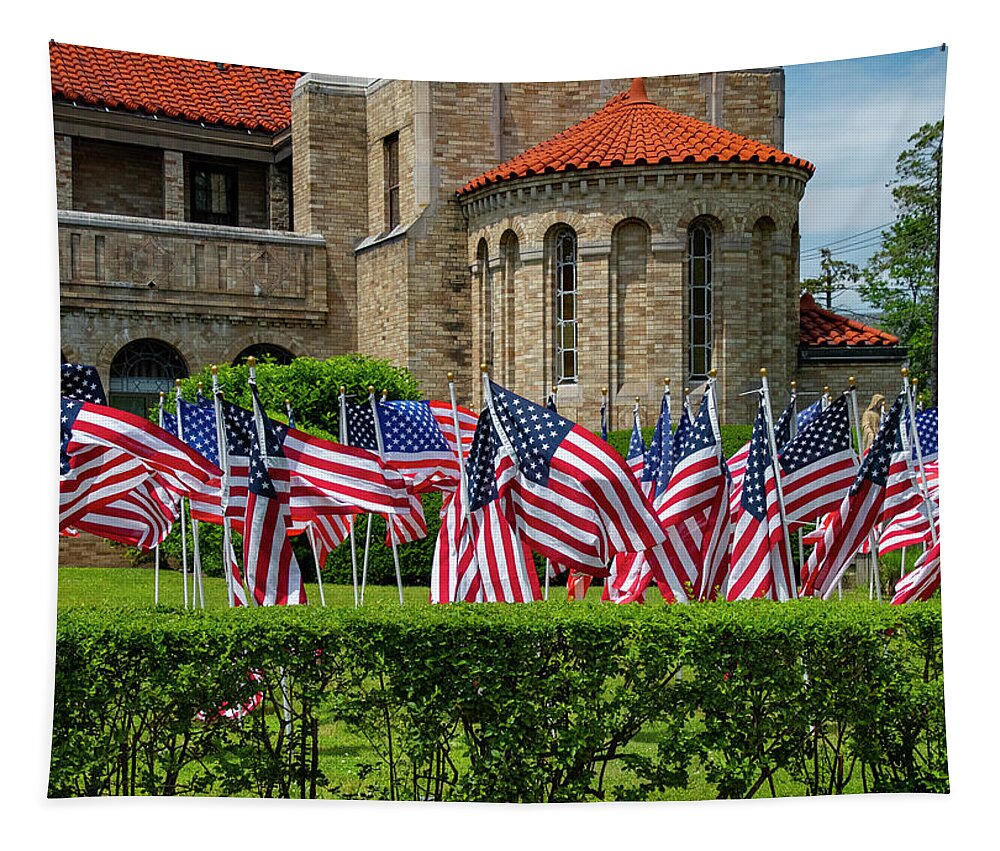 Flag Tapestry featuring the photograph Freedom Waves by Cathy Kovarik