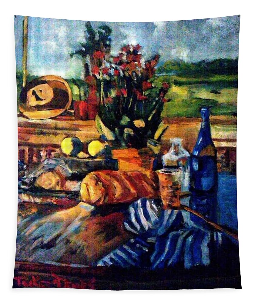 Paris Tapestry featuring the painting French Bread by Julie TuckerDemps