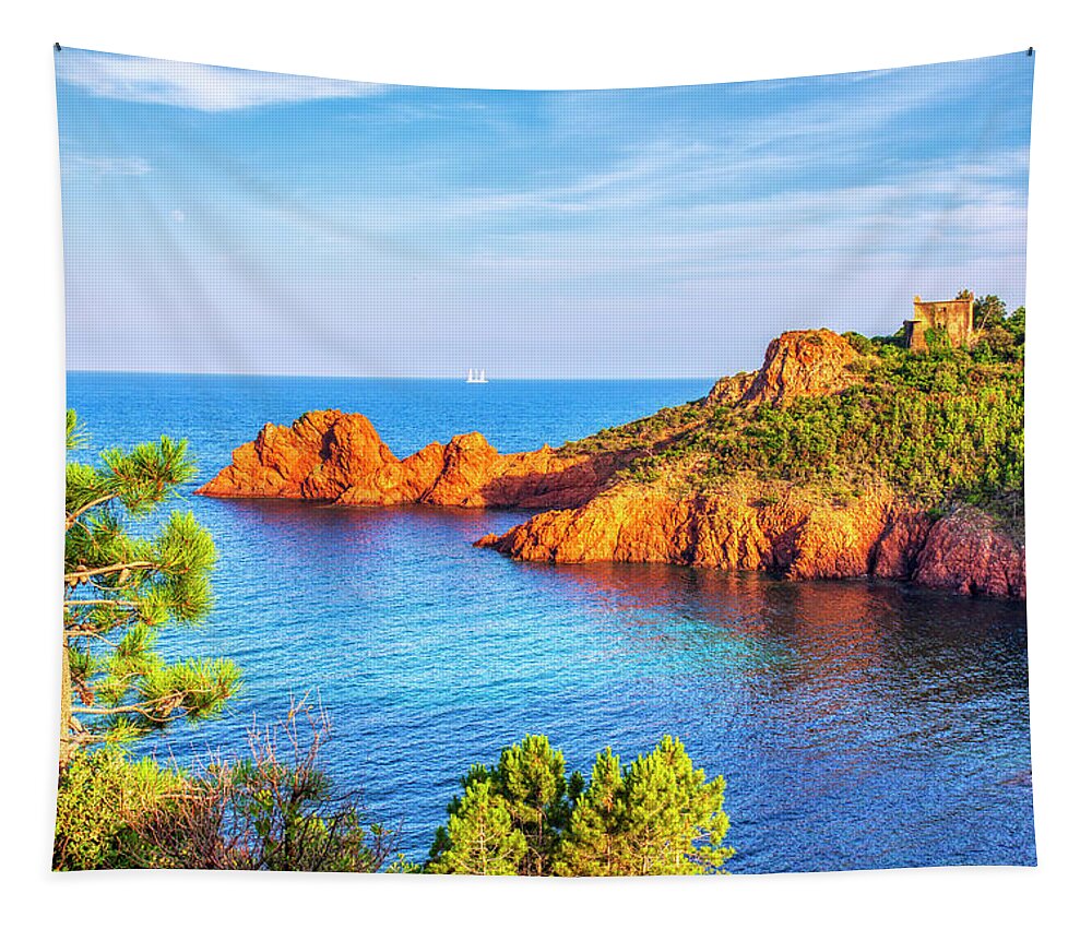 Côte D'azur Tapestry featuring the photograph French Riviera 2 by Tatiana Travelways