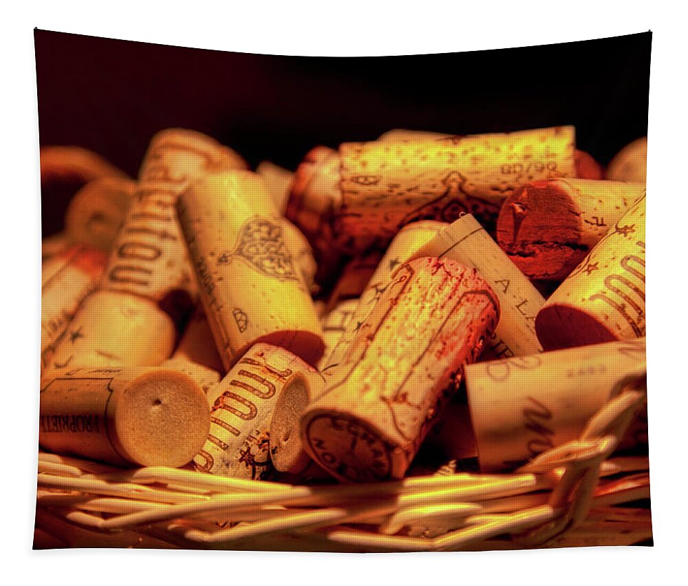 Provence Tapestry featuring the photograph French wine bottle corks by Tatiana Travelways