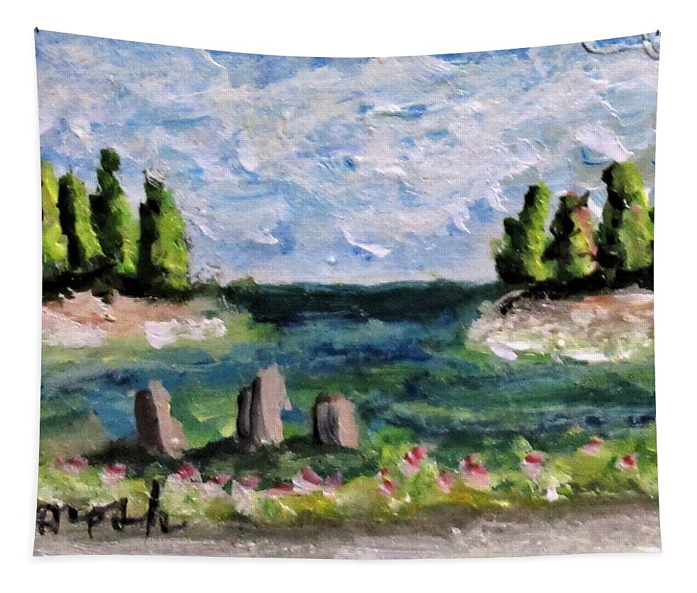 Landscape Tapestry featuring the painting Fresh Creek Inlet by Gregory Dorosh