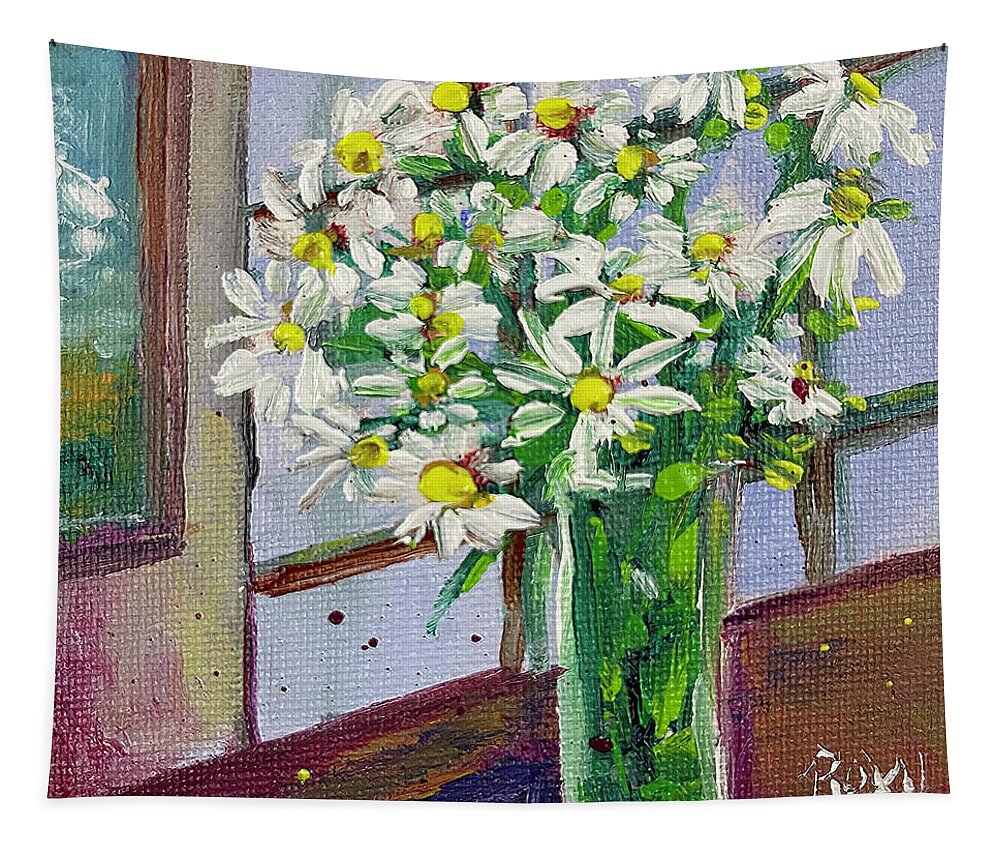 Daisies Tapestry featuring the painting Fresh Daisies by Roxy Rich