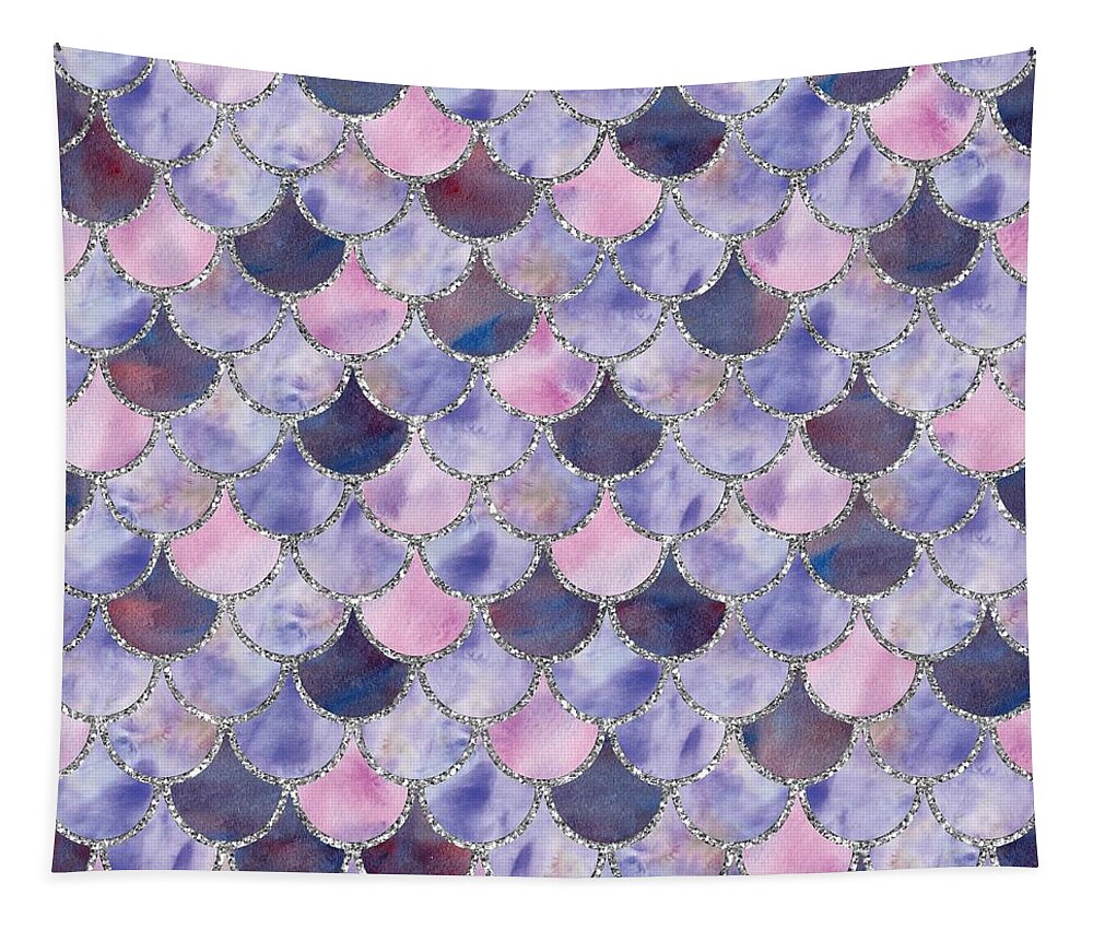 Mermaid Tapestry featuring the digital art Fresh Purple Mermaid Scales by Sambel Pedes