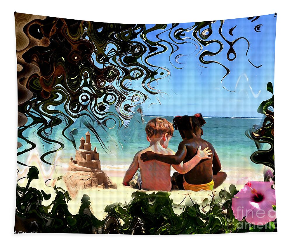 Black Tapestry featuring the mixed media Friends 4 life by Carl Gouveia