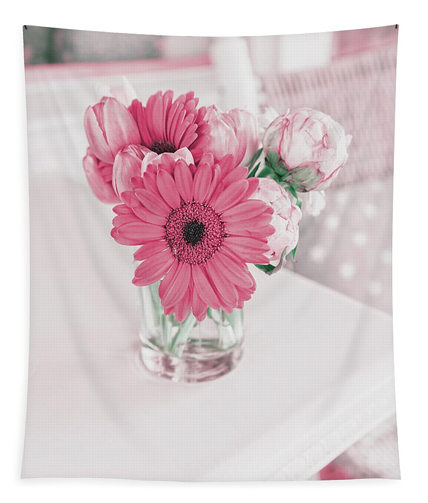 Gerbera Daisy Tapestry featuring the photograph Front Porch Flowers 1 by Marianne Campolongo