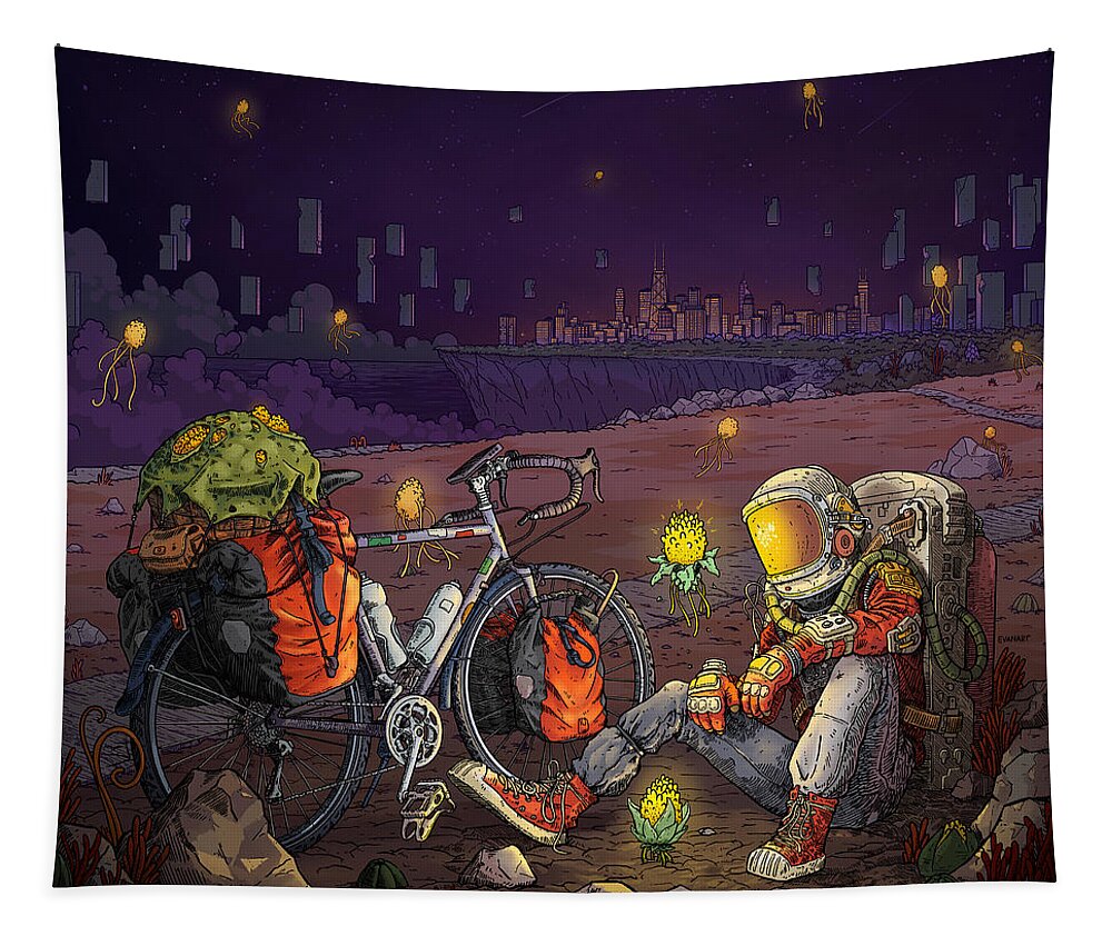 Astronaut Tapestry featuring the digital art Fullerton Beach Break by EvanArt - Evan Miller