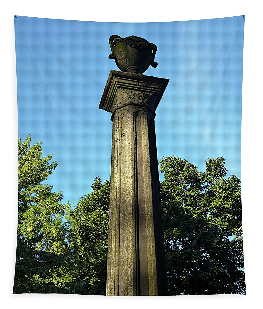 Fluted Column Tapestry featuring the photograph Funerary Urn Atop Doric Column by Mike McBrayer