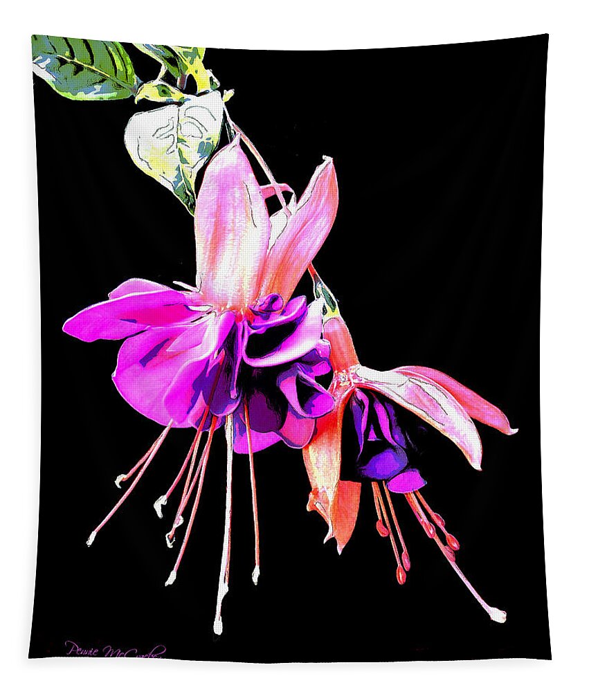 Flowers Tapestry featuring the mixed media Fuschia by Pennie McCracken