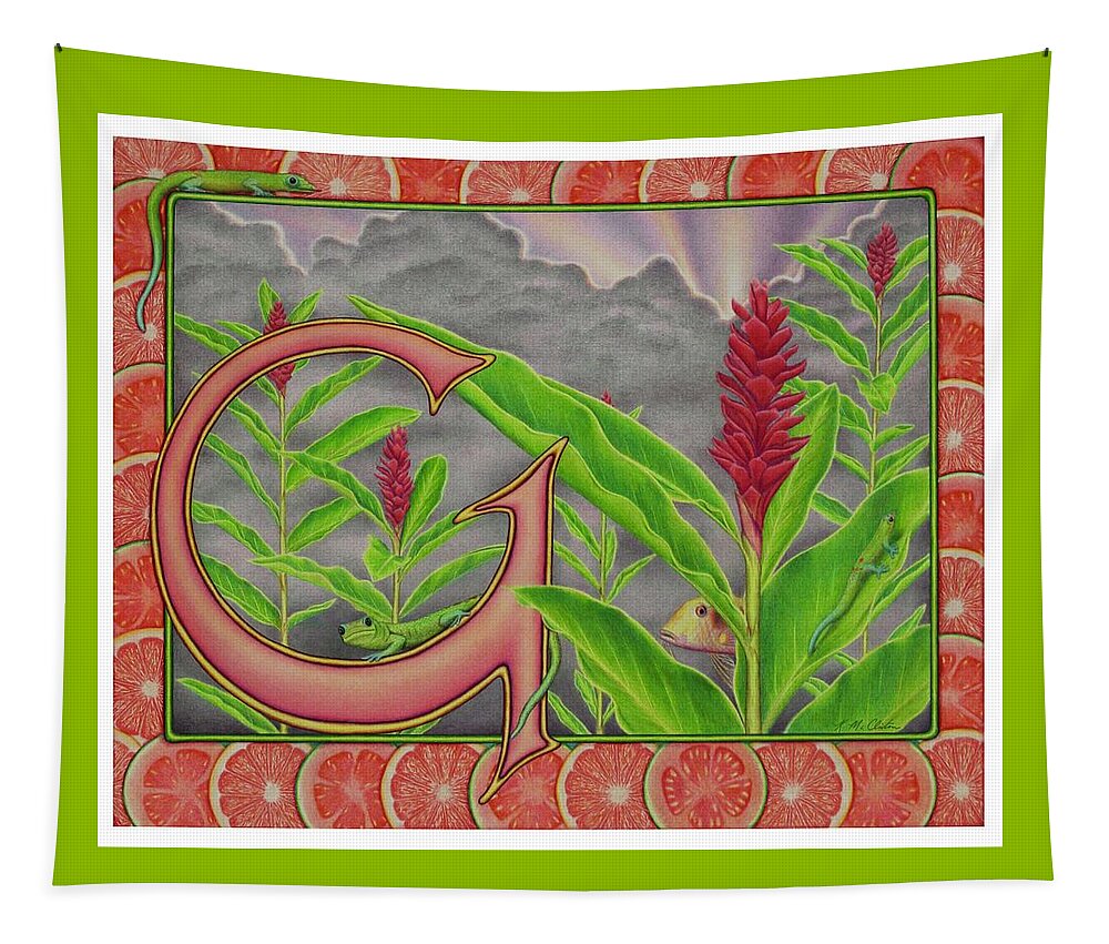 Kim Mcclinton Tapestry featuring the drawing G is for Gecko by Kim McClinton