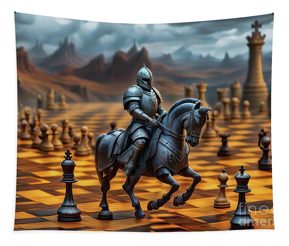 Chess Tapestry featuring the mixed media Game On A Game of Chess by Stephanie Laird