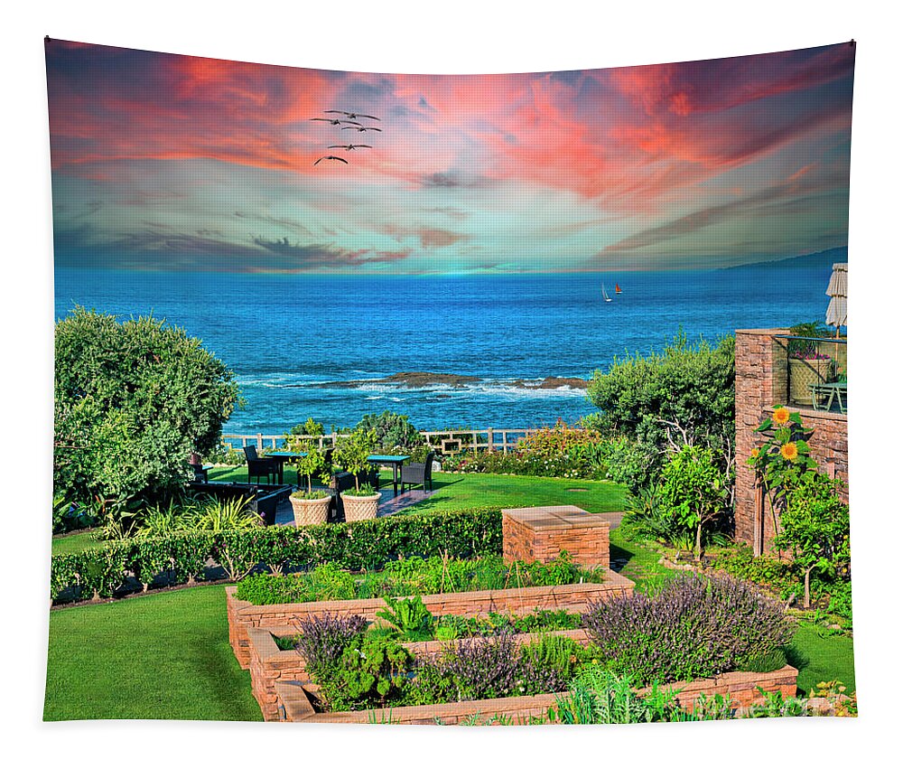 Garden By The Sea Tapestry featuring the photograph Garden By The Sea by David Zanzinger