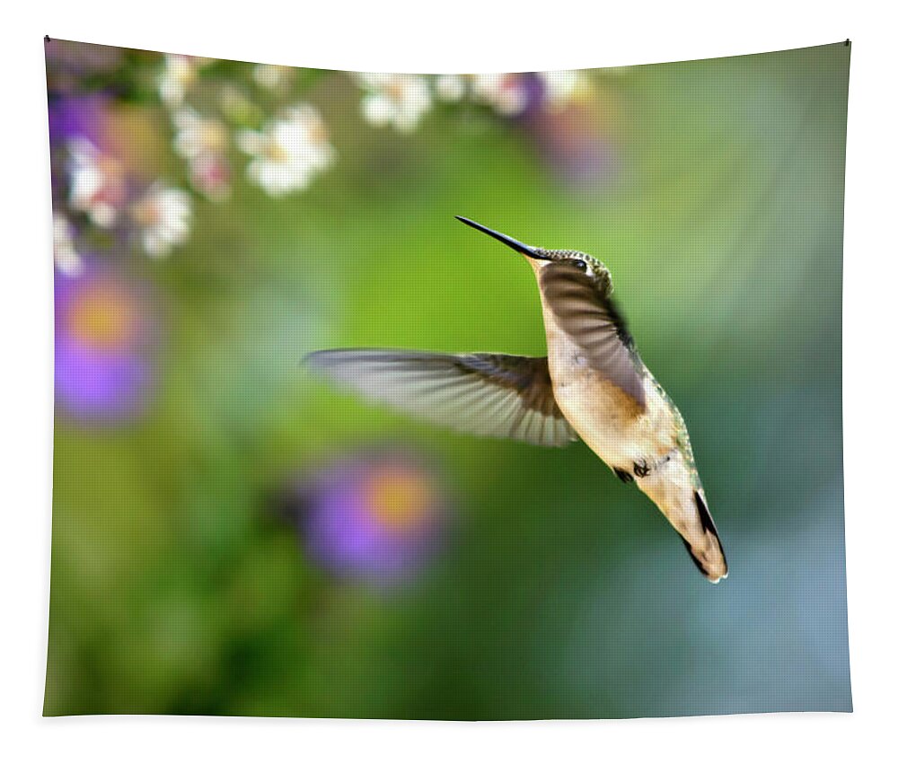 Bird Tapestry featuring the photograph Garden Hummingbird by Christina Rollo