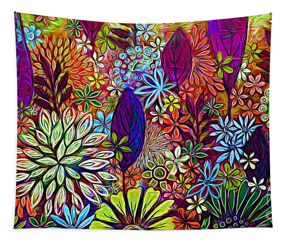 Garden Landscape Tapestry featuring the mixed media Garden Landscape. by Trudee Hunter