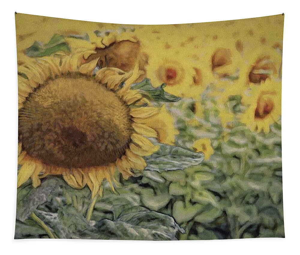 Sunflower Tapestry featuring the painting Garden of the Sun Flower by Jeffrey Kolker