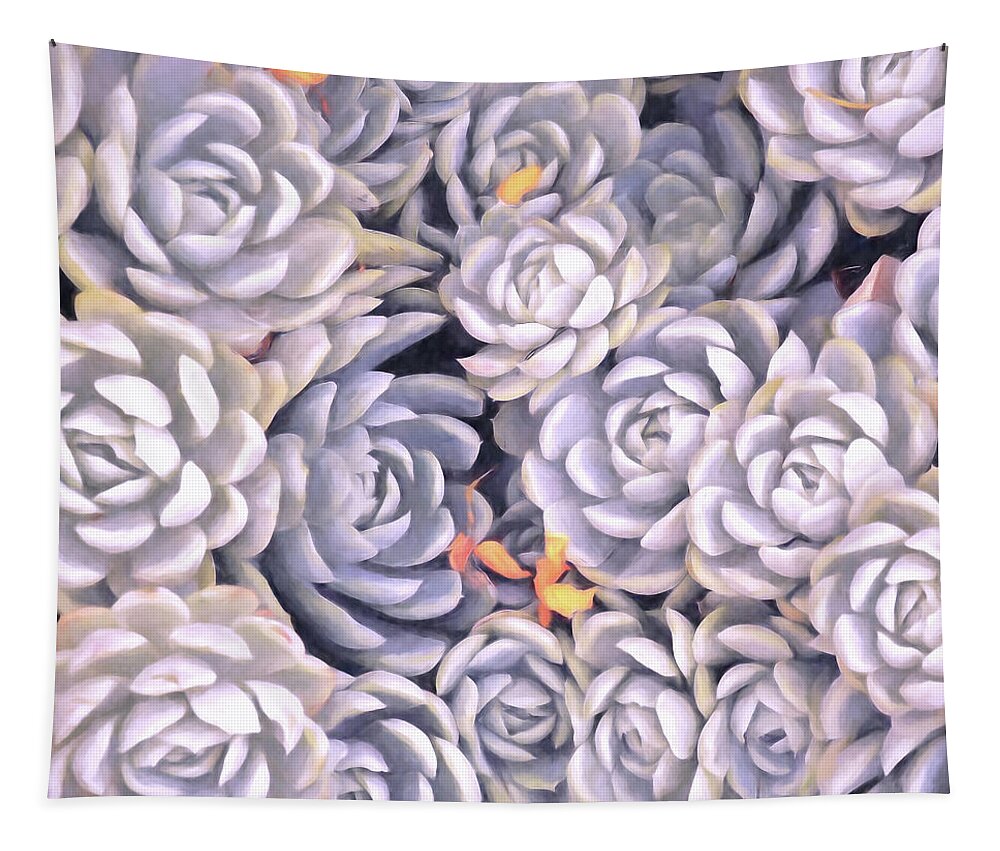 Succulent Tapestry featuring the photograph Garden Succulent Botanicals I Watercolors by Debra and Dave Vanderlaan