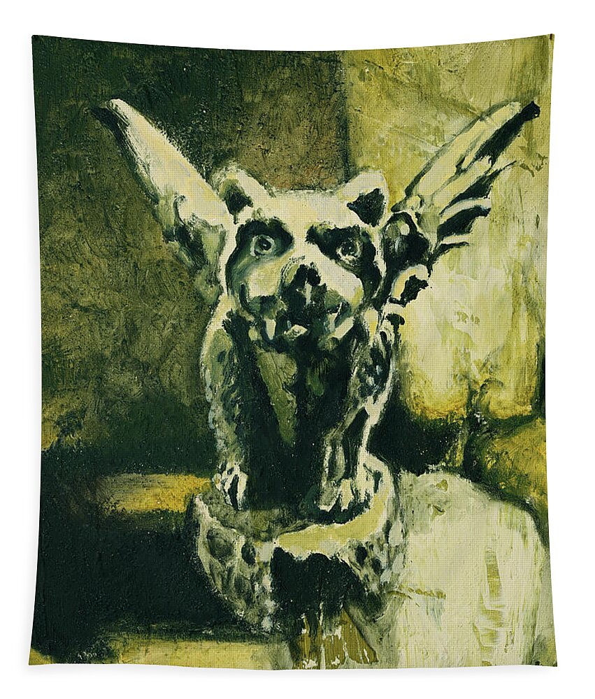 Gargoyle Tapestry featuring the painting Gargoyle by Sv Bell