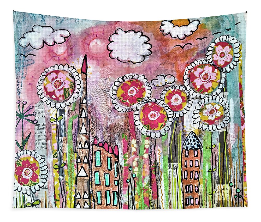 City Tapestry featuring the mixed media Gartenstadt - Garden Town by Mimulux Patricia No