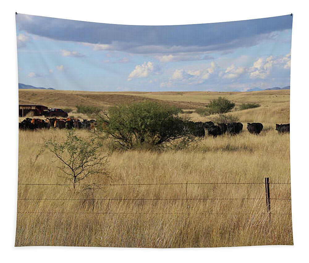 Fine Art Tapestry featuring the photograph Gathering the Herd I by Robert Harris