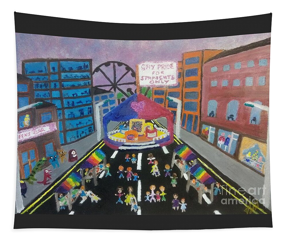 Lgbtq Tapestry featuring the painting Gay Pride for straights only by David Westwood