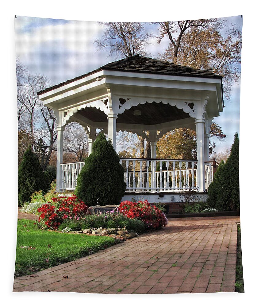Gazebo Tapestry featuring the photograph Gazebo at Olmsted Falls - 3 by Mark Madere