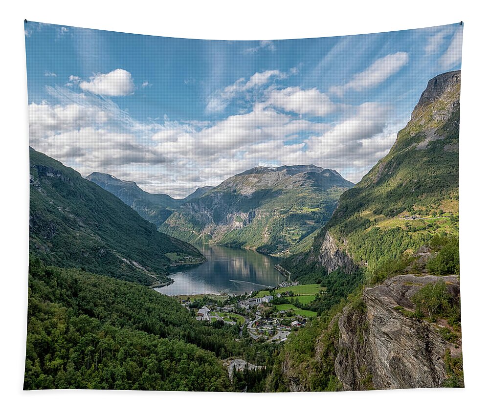 Water Tapestry featuring the photograph Geiranger Fiord by Uri Baruch