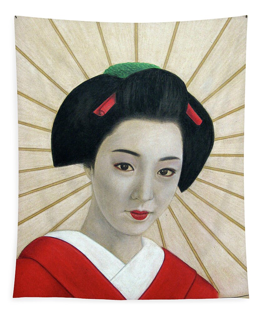 Geisha Tapestry featuring the painting Geisha by Lynet McDonald