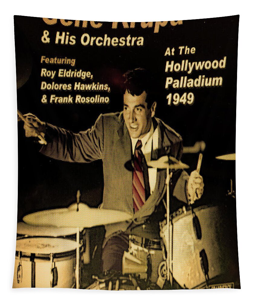 Gene Krupa Tapestry featuring the photograph Gene Krupa Palladium by Imagery-at- Work