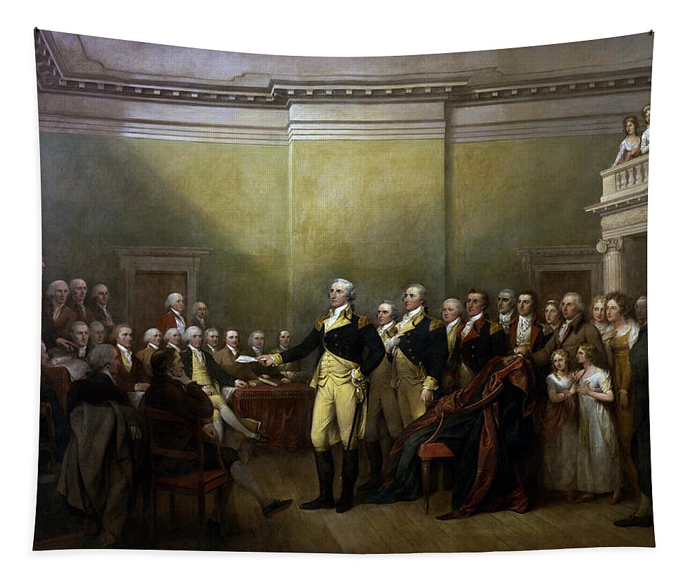 George Washington Tapestry featuring the painting General Washington Resigning His Commission by War Is Hell Store